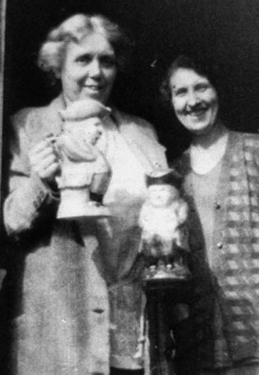 A black and white photo of SWRI Founder Catherine Blair and another woman