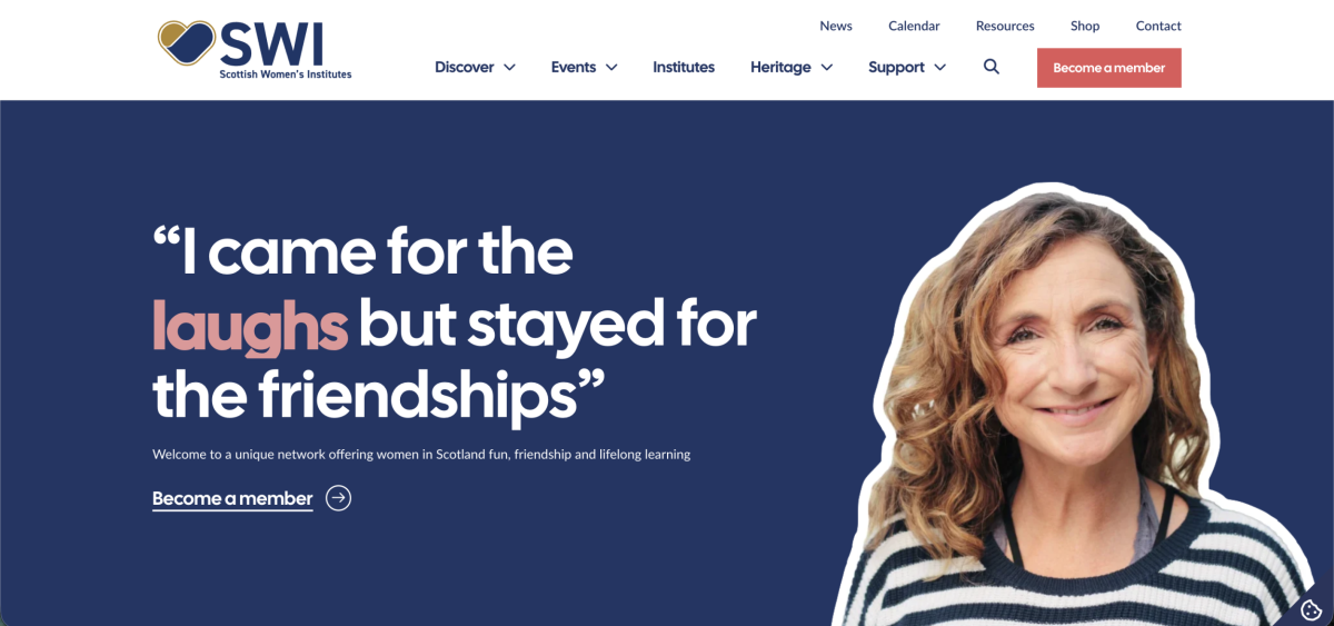 A screenshot of the SWI Homepage,